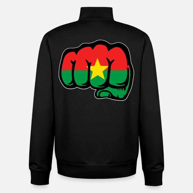 Drapeau du Burkina Faso Poing - Sweat zippé unisexe en coton bio Stanley/Stella - noir