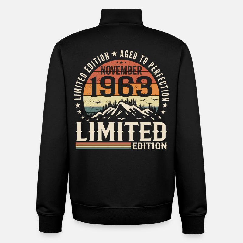 Novembre 1963 Anniversaire Rétro Unique - Sweat zippé unisexe en coton bio Stanley/Stella - noir