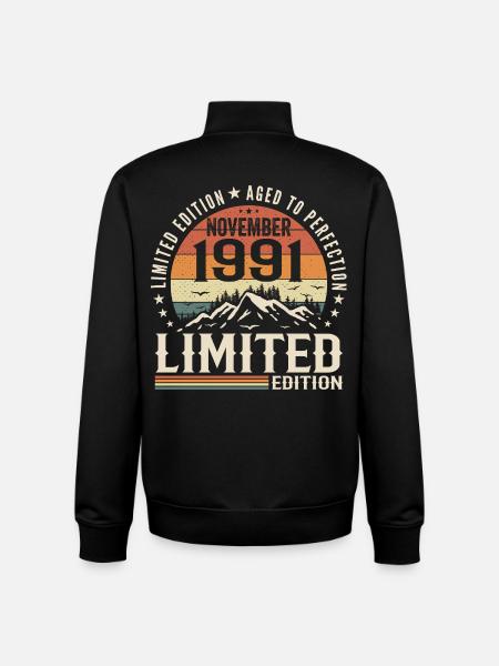 November 1991 Unique Retro Birthday - Unisex Organic Zip Sweatshirt by Stanley/Stella - black