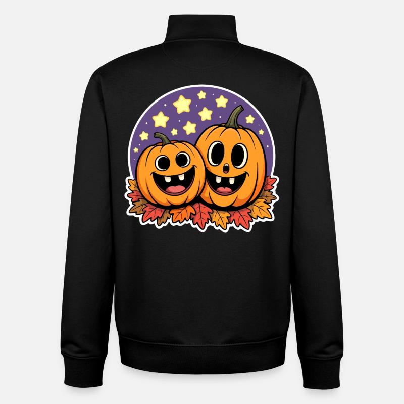 Two Happy Pumpkins Autumn - Unisex Organic Zip Sweatshirt by Stanley/Stella - black