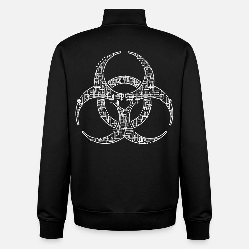 Biohazard Warning Shirt – Edgy Design - Unisex Organic Zip Sweatshirt by Stanley/Stella - black
