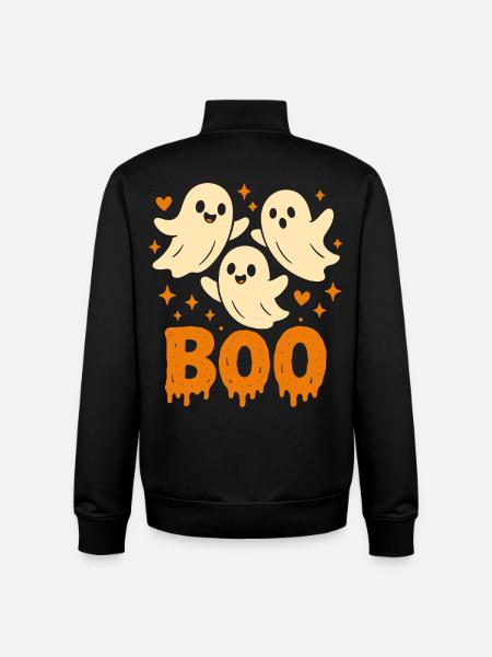 Cute Ghosts BOO – Funny Halloween Design - Unisex Organic Zip Sweatshirt by Stanley/Stella - black