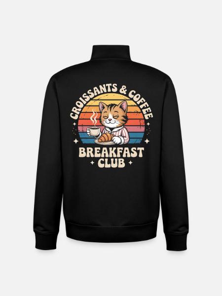 Cat Retro Coffee Breakfast - Unisex Organic Zip Sweatshirt by Stanley/Stella - black