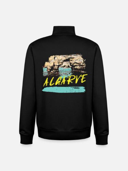 Cliffs Algarve illustration Portugal - Unisex Organic Zip Sweatshirt by Stanley/Stella - black
