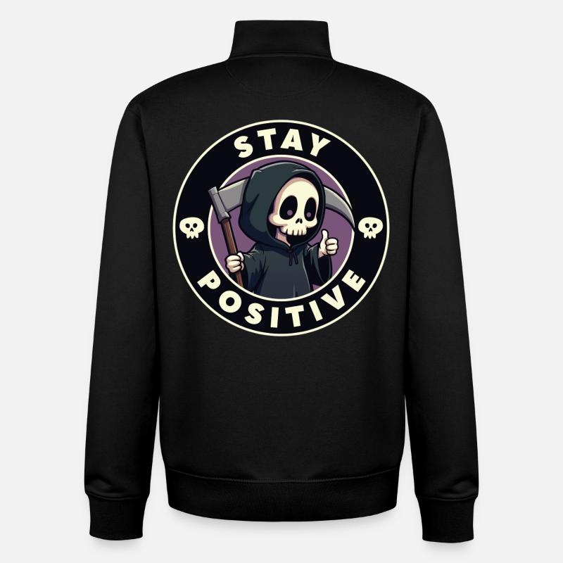 Restez positif - Sweat zippé unisexe en coton bio Stanley/Stella - noir