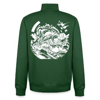 Railway Sketch - Unisex Organic Zip Sweatshirt by Stanley/Stella - bottle green - Back - AI Model Male 185 dark (185cm)