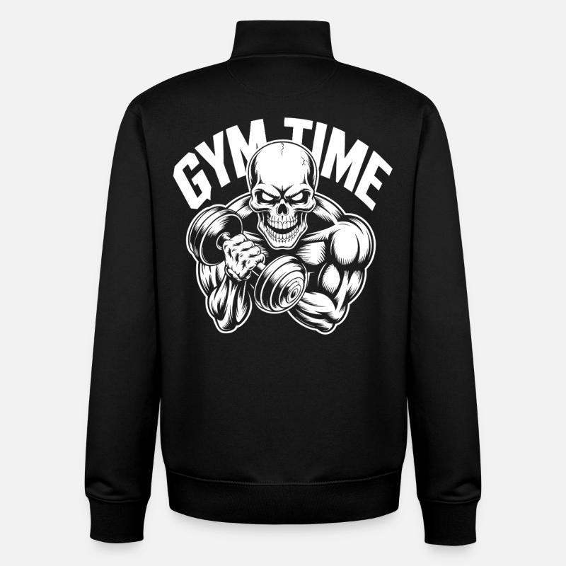 Knochen Skull Krafttraining Workout - Unisex Organic Zip Sweatshirt von Stanley/Stella - Schwarz