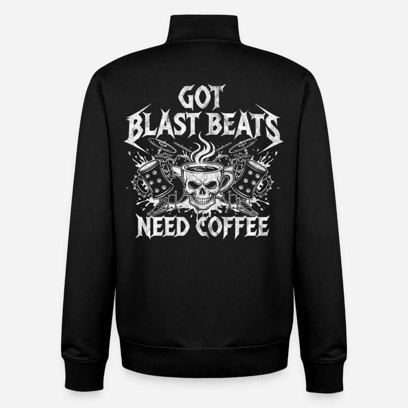 Coffee meets blast beats - Unisex Organic Zip Sweatshirt by Stanley/Stella - black