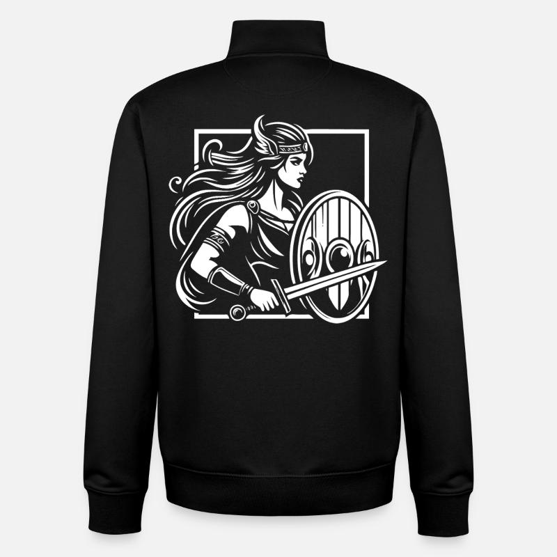 Shield Maiden Design – Strong Viking - Unisex Organic Zip Sweatshirt by Stanley/Stella - black