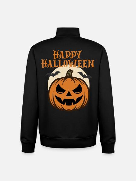 Happy Halloween Pumpkin with Bats - Unisex Organic Zip Sweatshirt by Stanley/Stella - black