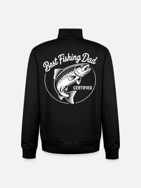 Bästa Fiske Pappa Certifierad - Unisex sweatshirt med dragkedja i ekologisk bomull Stanley/Stella - svart