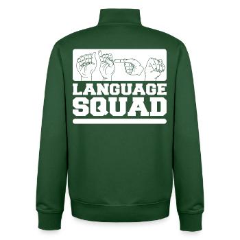 ASL Dolmetscher Gebärdensprache - Unisex Organic Zip Sweatshirt von Stanley/Stella - Flaschengrün - Hinten - AI Model Male 185 dark (185cm)