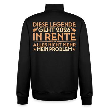Pension 2026 Collègue Adieu - Retraité - Sweat zippé unisexe en coton bio Stanley/Stella - noir - Dos - AI Model Male 185 light (185cm)