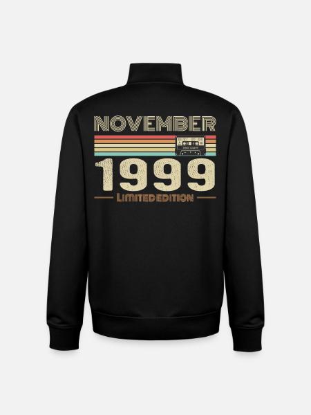 November 1999 Vintage Birthday Retro Tee - Unisex Organic Zip Sweatshirt by Stanley/Stella - black