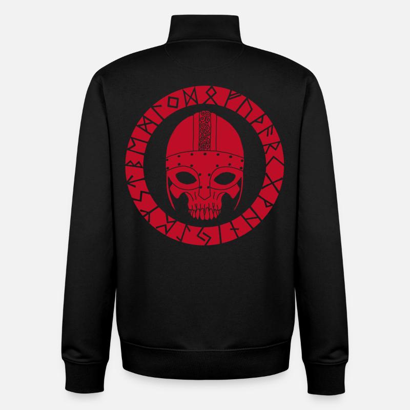 Crâne rouge et runes vikings - Sweat zippé unisexe en coton bio Stanley/Stella - noir
