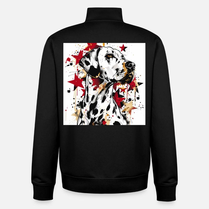 Dalmatian Star Splatter - Unisex Organic Zip Sweatshirt by Stanley/Stella - black