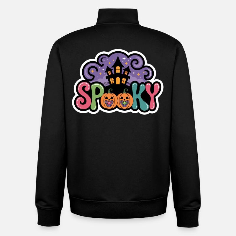 Haunted Castle Halloween Pumpkins - Unisex Organic Zip Sweatshirt by Stanley/Stella - black