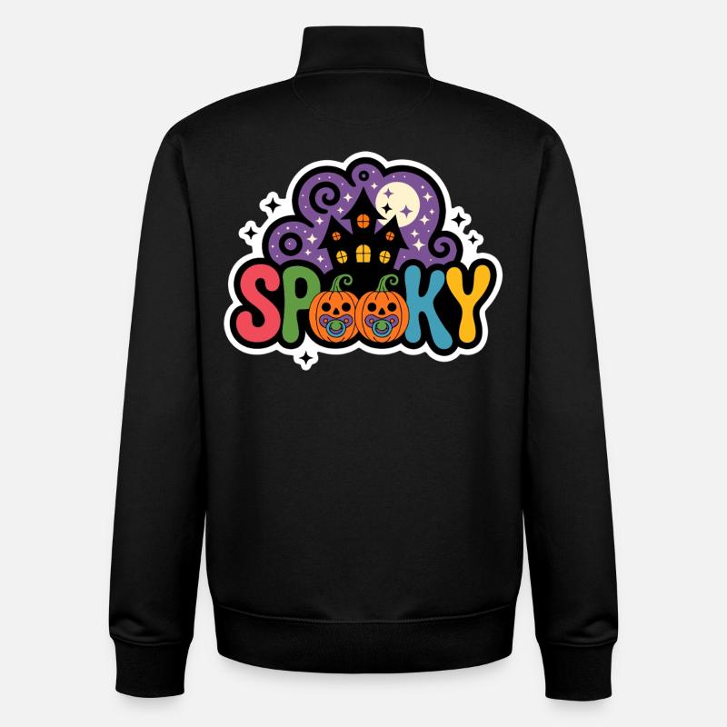Haunted House Halloween - Unisex Organic Zip Sweatshirt by Stanley/Stella - black