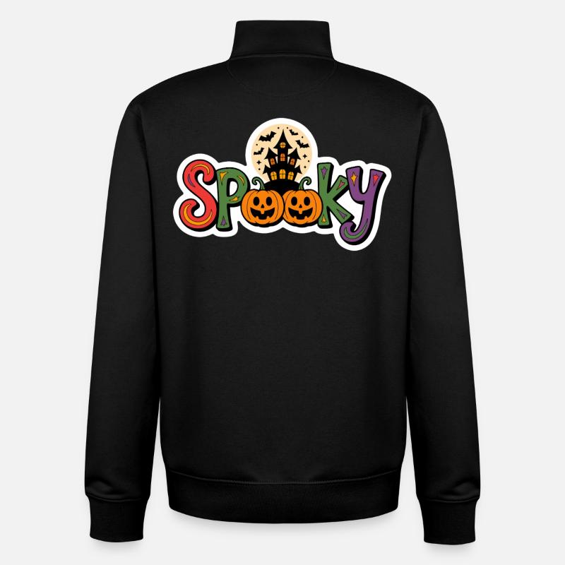 Spooky Halloween Pumpkin - Unisex Organic Zip Sweatshirt by Stanley/Stella - black