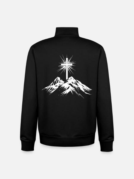 Christian Cross Mountains - Unisex Organic Zip Sweatshirt by Stanley/Stella - black