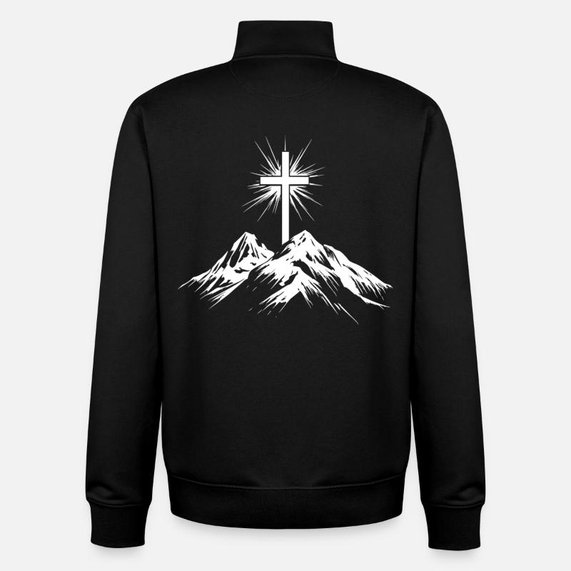 Christliches Kreuz Berge - Unisex Organic Zip Sweatshirt von Stanley/Stella - Schwarz