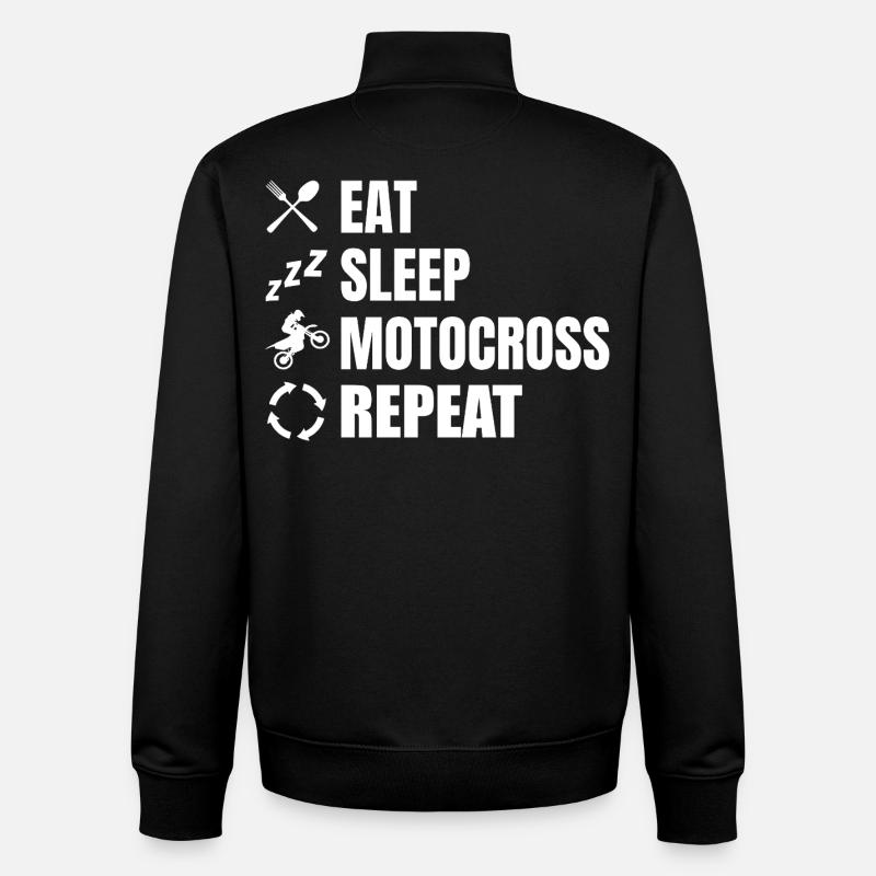 Manger, dormir, motocross, répéter - Sweat zippé unisexe en coton bio Stanley/Stella - noir