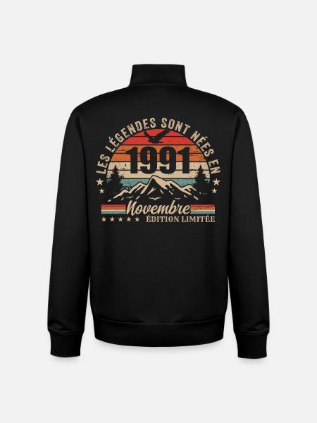 Awesome since November 1991 | November 1991 - Unisex Organic Zip Sweatshirt by Stanley/Stella - black