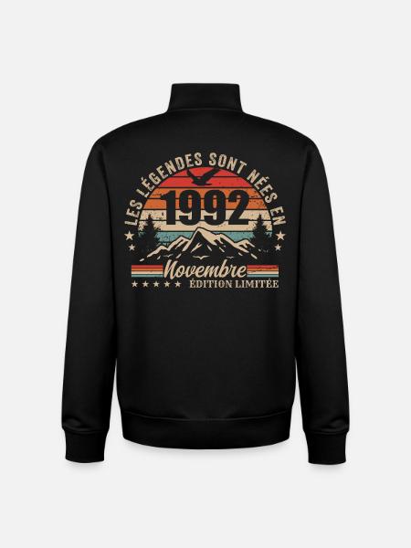 Awesome since November 1992 | November 1992 - Unisex Organic Zip Sweatshirt by Stanley/Stella - black