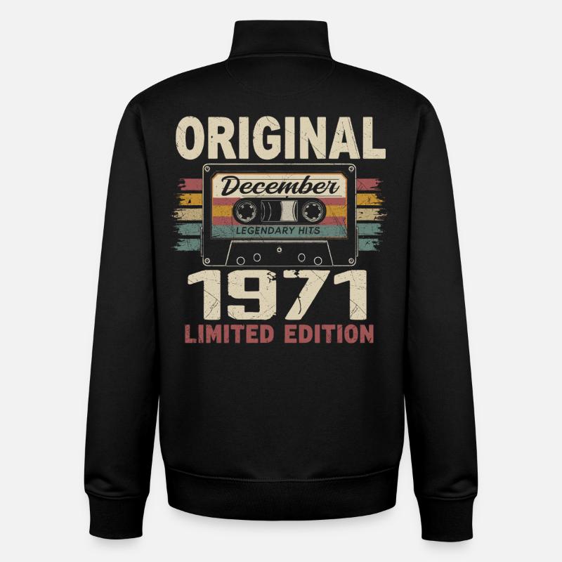 Cadeau D'anniversaire Décembre 1971 - Sweat zippé unisexe en coton bio Stanley/Stella - noir