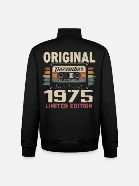 December 1975 Birthday Gift - Unisex Organic Zip Sweatshirt by Stanley/Stella - black