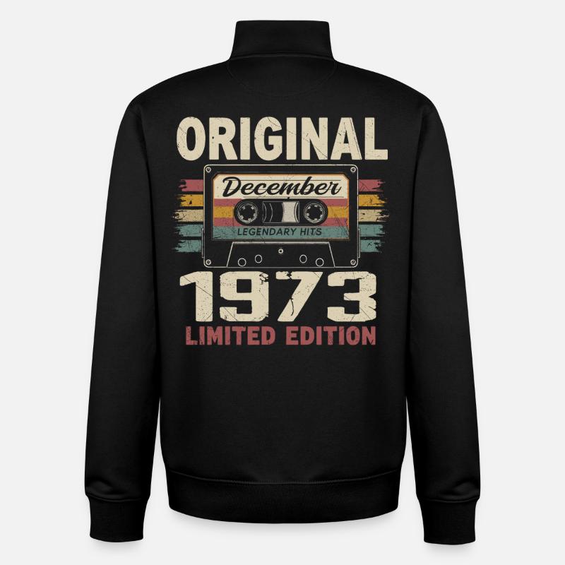Cadeau D'anniversaire Décembre 1973 - Sweat zippé unisexe en coton bio Stanley/Stella - noir