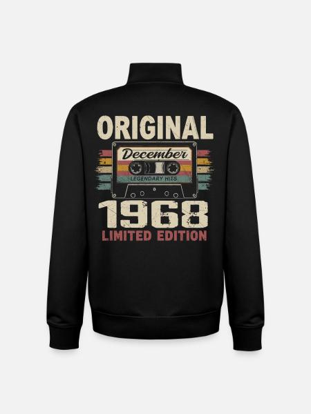 December 1968 Birthday Gift - Unisex Organic Zip Sweatshirt by Stanley/Stella - black