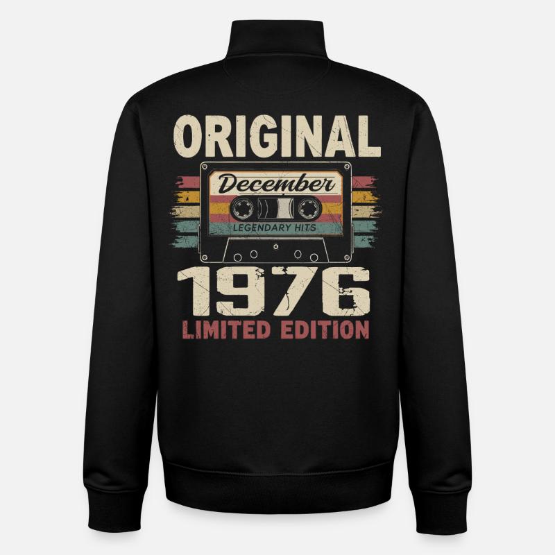Cadeau D'anniversaire Décembre 1976 - Sweat zippé unisexe en coton bio Stanley/Stella - noir