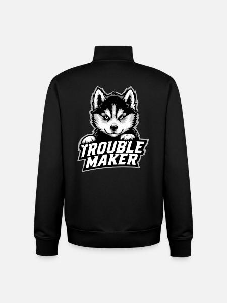 Troublemaker – Husky Puppy Portrait - Unisex Organic Zip Sweatshirt by Stanley/Stella - black