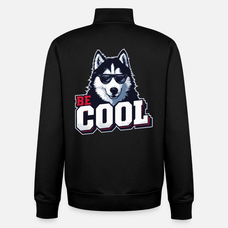 Be Cool - Siberian Husky - Unisex Organic Zip Sweatshirt by Stanley/Stella - black