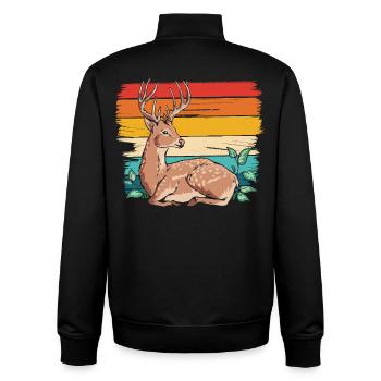 Reh im Retro Stil - Unisex Organic Zip Sweatshirt von Stanley/Stella - Schwarz - Hinten - AI Model Male 185 light (185cm)
