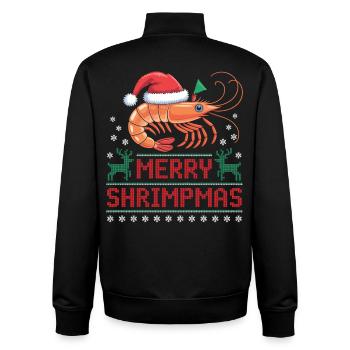 Merry Shrimpmas Ugly Christmas - Unisex Organic Zip Sweatshirt by Stanley/Stella - black - Back - AI Model Male 185 light (185cm)