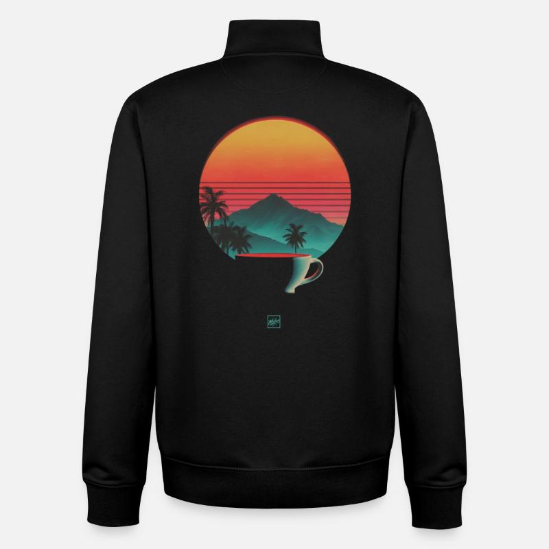 Sunset and coffee - Unisex Organic Zip Sweatshirt by Stanley/Stella - black