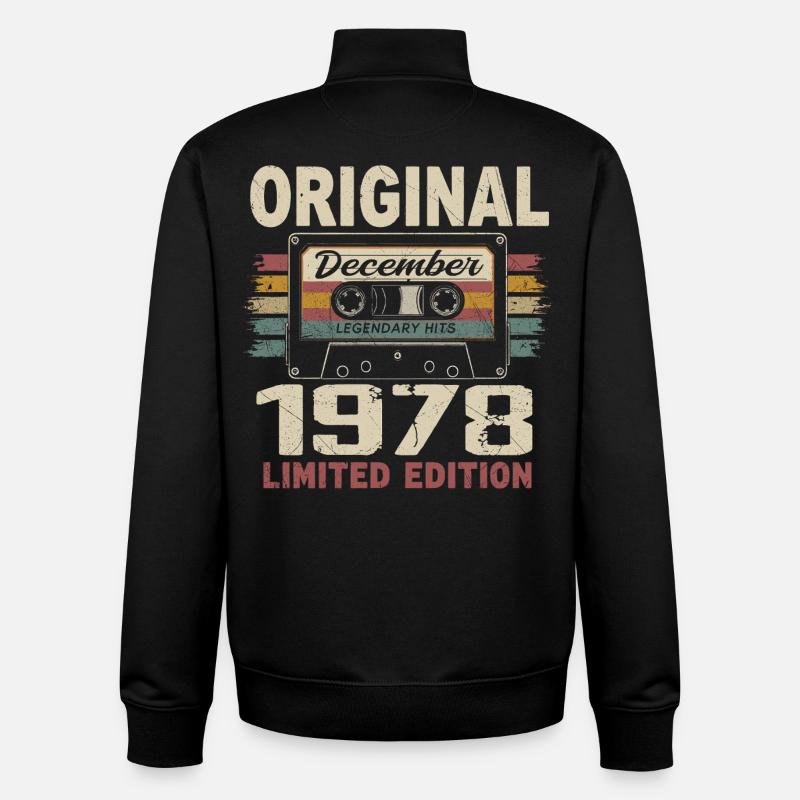 Cadeau D'anniversaire Décembre 1978 - Sweat zippé unisexe en coton bio Stanley/Stella - noir