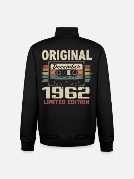 December 1962 Birthday Gift - Unisex Organic Zip Sweatshirt by Stanley/Stella - black