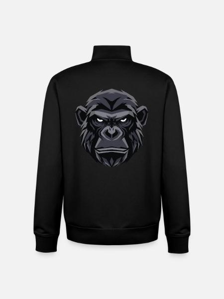 Geometric Gorilla Head - Unisex Organic Zip Sweatshirt by Stanley/Stella - black