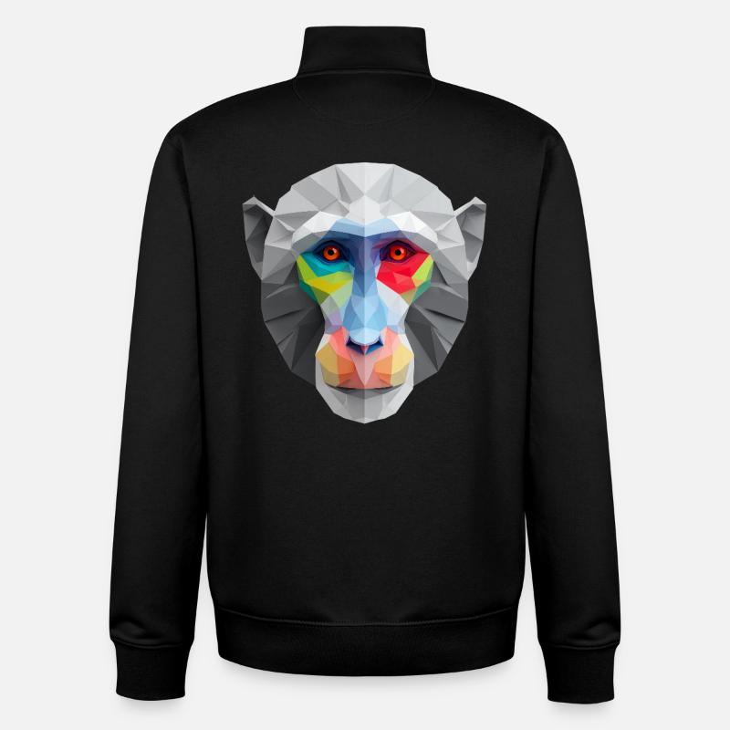 Farbiges Low-Poly Affengesicht Logo Art Design - Unisex Organic Zip Sweatshirt von Stanley/Stella - Schwarz