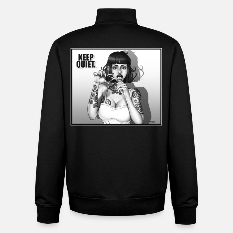 KEEP_QUIET - Sweat zippé unisexe en coton bio Stanley/Stella - noir