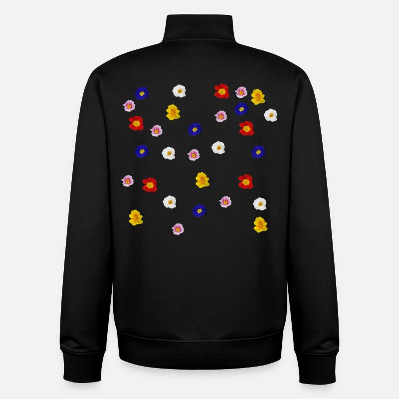 Primevères - Sweat zippé unisexe en coton bio Stanley/Stella - noir