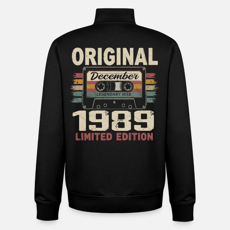 Cadeau D'anniversaire Décembre 1989 - Sweat zippé unisexe en coton bio Stanley/Stella - noir