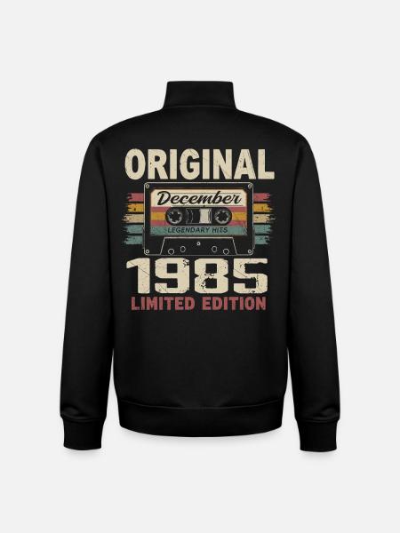December 1985 Birthday Gift - Unisex Organic Zip Sweatshirt by Stanley/Stella - black