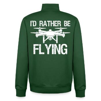 I'd rather be flying - Unisex Organic Zip Sweatshirt von Stanley/Stella - Flaschengrün - Hinten - AI Model Male 185 dark (185cm)