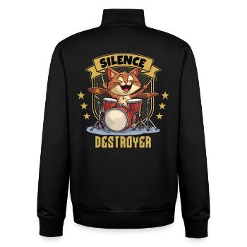 Schlagzeug Drums Silence Destroyer Katze Lustig - Unisex Organic Zip Sweatshirt von Stanley/Stella - Schwarz - Hinten - AI Model Male 185 light (185cm)