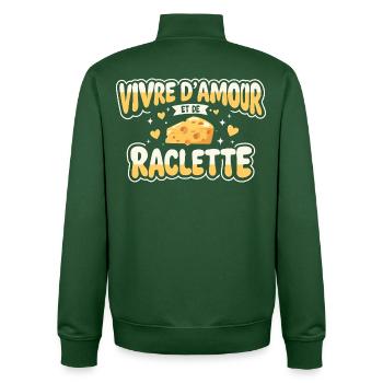 Live On Love And Raclette Lustiges Geschenk - Unisex Organic Zip Sweatshirt von Stanley/Stella - Flaschengrün - Hinten - AI Model Male 185 dark (185cm)