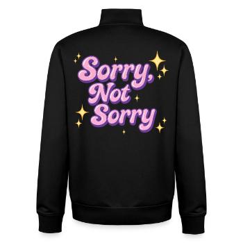 sorry, not sorry / Y2K statement design - Unisex Organic Zip Sweatshirt by Stanley/Stella - black - Back - AI Model Male 185 light (185cm)